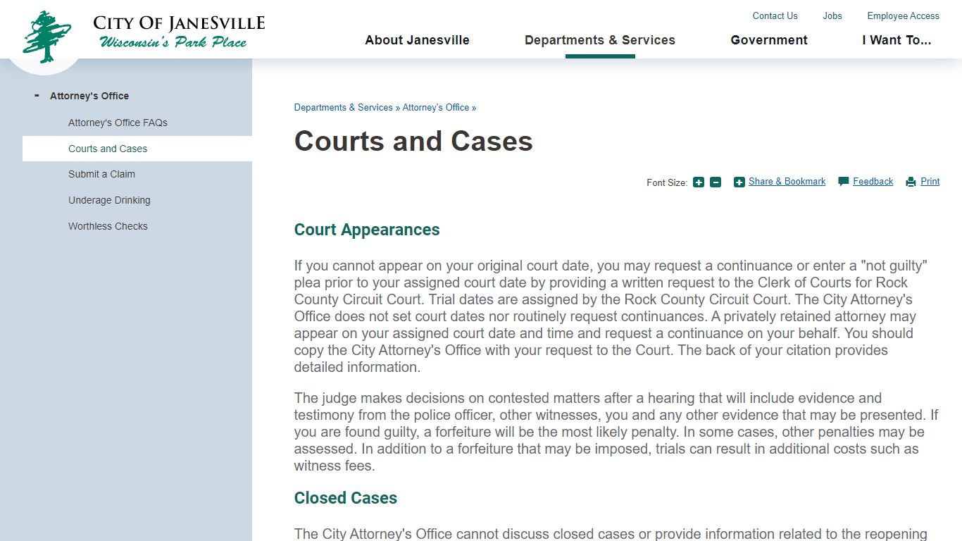 Courts and Cases | Janesville, WI