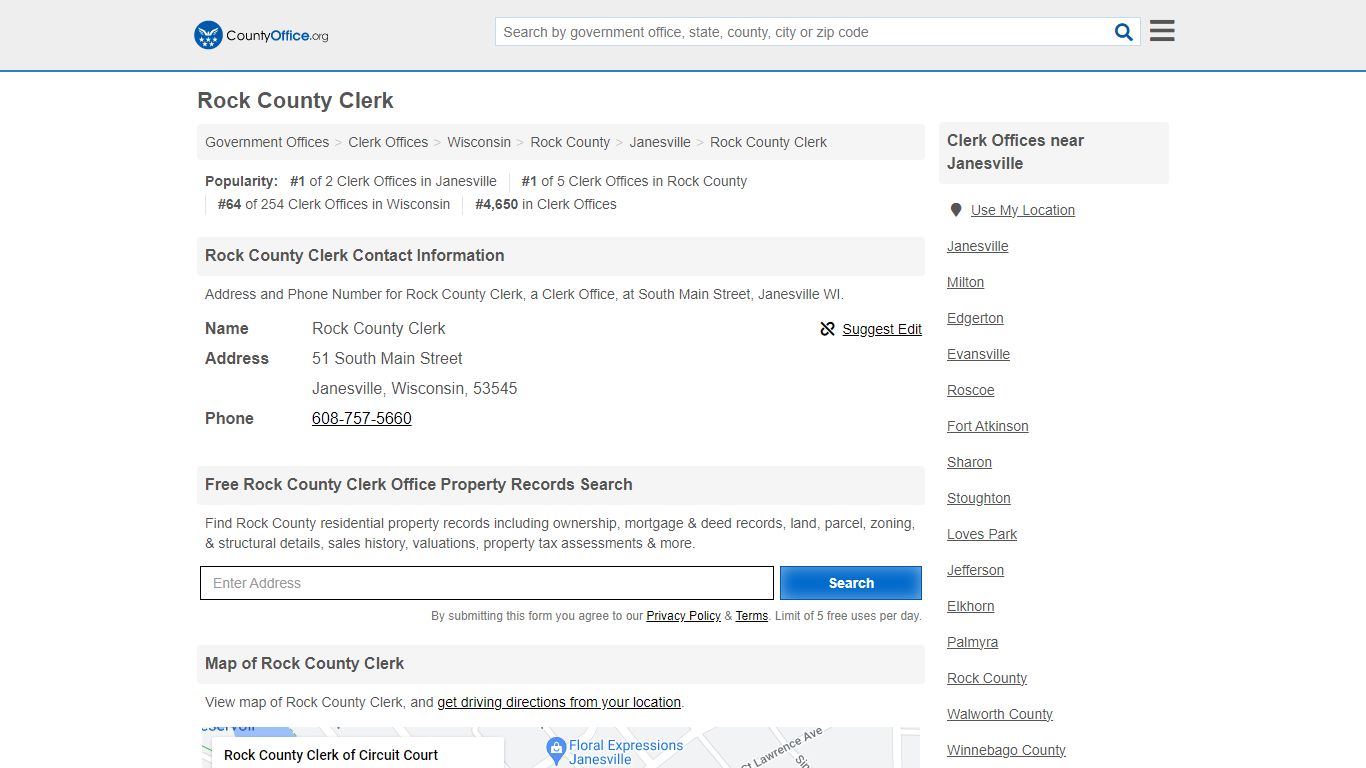 Rock County Clerk - Janesville, WI (Address and Phone)
